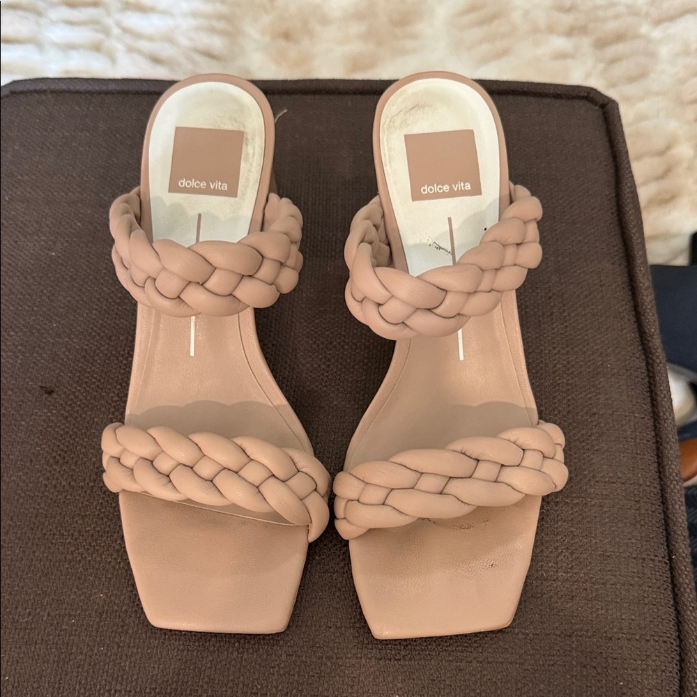 Dolce Vita Braided Double-Strap Slide Sandals in Blush